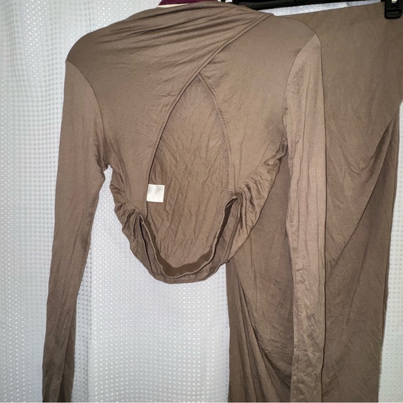 Free People Cierra Fitted Long Sleeve Cropped Top & Maxi Skirt Set Taupe M - Picture 7 of 11